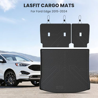 LASFIT Floor Mats&Cargo Backrest Mat for Ford Edge 2015-2024,Costom Fit All Weather Protection TPE Easy Clean Floor Liners, Keep Your Car Trunk Clean and Tidy,1pcs. - style: 10) Edge| 15-24 | Cargo&Seatback