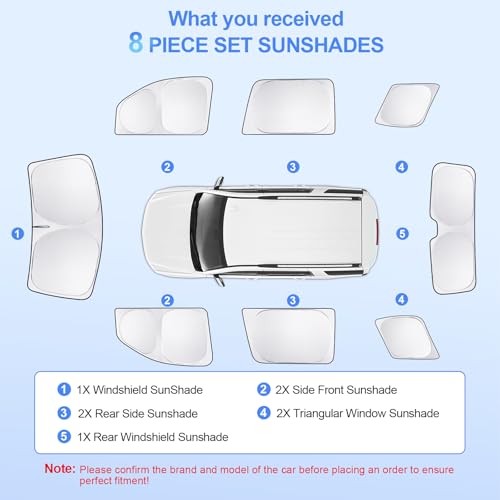 8pcs Car Window Shades for Chevrolet Tahoe 2015-2020 Accessories,Windshield Side Rear Full Sunshade,Sun Visor UV Blocking, Privacy Protection and Blackout for Camping Outdoor - size: for Tahoe2015-2020