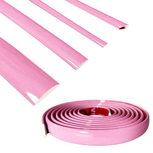 Soft Pink Car Motor Bike Self-Adhesive Exterior and Interior Molding Trim Universal Dashboard Bumper Window Door Body Side Decorative Strip Scratch-Proof (Width: 1/2 inch (12mm), 16Ft) - size: 16Ft, style: Width: 1/2 inch (12mm)