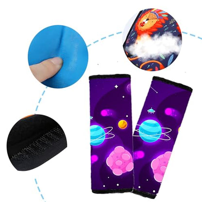 Kid's Seat Belt Cover Pad,Soft Shoulder Seatbelt Covers for Kid,Cute Toddler Seat Cushion (Fine Planet) - color: Fine Planet