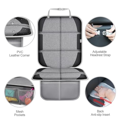 Meolsaek Car Seat Protector, Non-Slip Backing Will Not Leave Imprint, Waterproof Thicker Car Seat Cover for SUV, Sedan, Truck, Leather Car Seat Cushion (Gray Black) - color: Gray Black