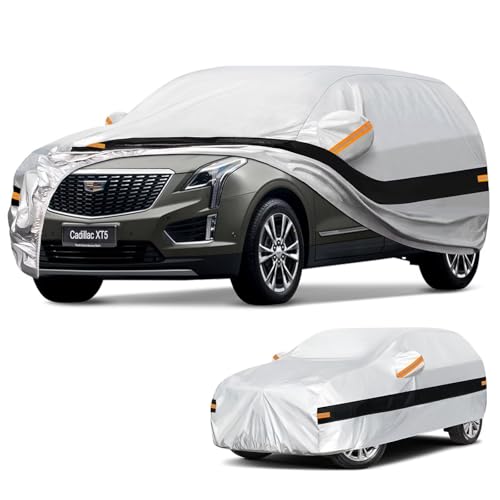 10 Layers SUV Car Cover Custom Fit for Cadillac XT5, SRX (2016-2026), Waterproof All Weather for Automobiles, Outdoor Full Cover Sun Dust Rain Protection with Cotton. Silver - size: Custom Fit for Cadillac XT5/SRX