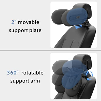 Car Headrest Pillow, 4-Way Adjustable Car Headrest,Thickened Memory Foam Road Pal Headrest, Neck Support Pillow, U- Shaped Design, Travel Car Sleeping,Suitable for Kids and Adults - color: Black