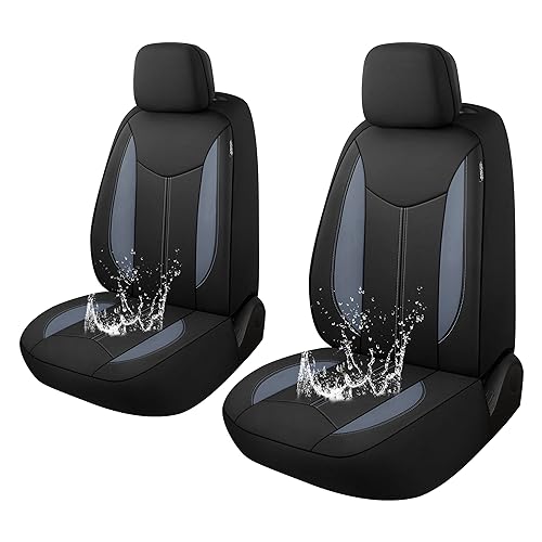 CAROMOP Neoprene Car Seat Cover 2 Front Seats, Waterproof Seat Covers for Cars, Universal Fit for Most Car Interior Covers-Sedan Truck SUV(Black/Gray) - color: Black/Gray, size: Front Set