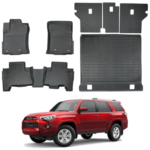 Car Floor Mats for Toyota 4Runner 2013-2024 5seats,TPE All-Weather Waterproof Anti-Slip Heavy Duty Car Floor Liners Full Set Custom Fit Wear-Resistant Odorless - size: 2013-2024 Toyota 4Runner 5seats Gasoline