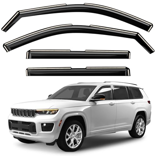 Window Deflectors Smoke Tinted in-Channel Side Window Vent Visor Deflectors Rain Guards Compatible with Jeep Grand Cherokee L 2021-2026 - 4pcs. GW1003 - color: For Grand Cherokee L 21-26