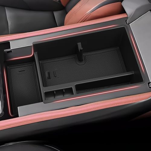 Autorder Center Console Organizer for 2024-2026 Chevrolet Blazer EV Accessories Armrest Storage Box Secondary Insert Tray with Anti-Slip Mat - color: 2024-2026 Chevy Blazer EV