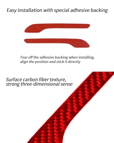 Door Handle Cover, Real Matte Carbon Fiber Door Handle Trim Protector Set Compatible with Tesla Model y Model 3 2017-2025 (4 Pieces) (Real Glossy Carbon Fiber-RED) - color: Real Glossy Carbon Fiber-RED