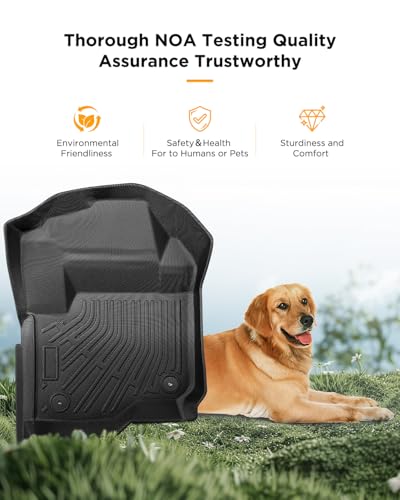 CarQiWireless Floor Mats for Ford F-250/F-350/F-450 2017-2024 2025 2026 Super Duty Crew Cab（Not Fit Exteded/Regular Cab）,All Weather Heavy-Duty TPE Full Set Liners Truck mats Accessories