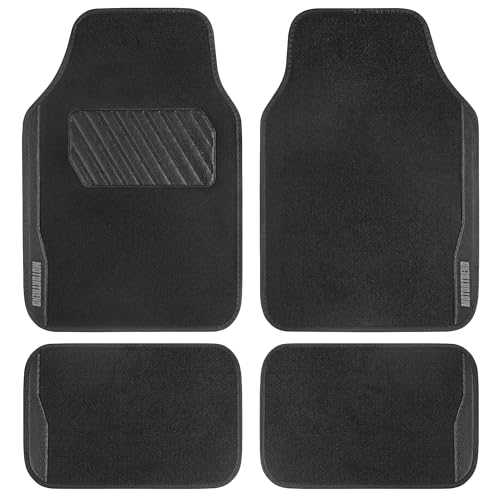 Motor Trend SpeedSeries Carpet Car Floor Mats Set - Versatile Fit for Cars, Trucks, SUVs, Vans Black Trim Racing Design Car Mat Full Set Tapetes para Carro - Set of 4, Black Cars Carpet Mats - color: Speed Series-Black