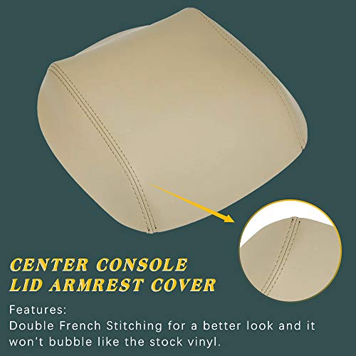 A ABIGAIL Center Console Armrest Cover Compatible with 2009 2010 2011 2012 2013 2014 2015 Honda Pilot Auto Leather Suture Console Lid Cover Replacement (Beige) - color: Beige, size: Center