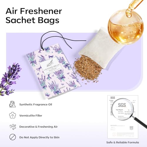 MYARO 20 Pack Lavender Scented Sachets - Drawer & Closet Air Freshener Bags, Natural Odor Eliminator for Car, Home, Bedroom, Office & Travel - color: Lavender Fresh