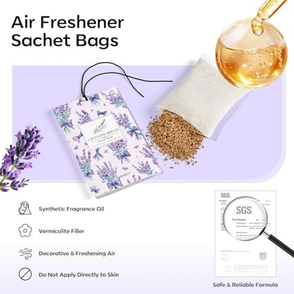 MYARO 20 Pack Lavender Scented Sachets - Drawer & Closet Air Freshener Bags, Natural Odor Eliminator for Car, Home, Bedroom, Office & Travel - color: Lavender Fresh