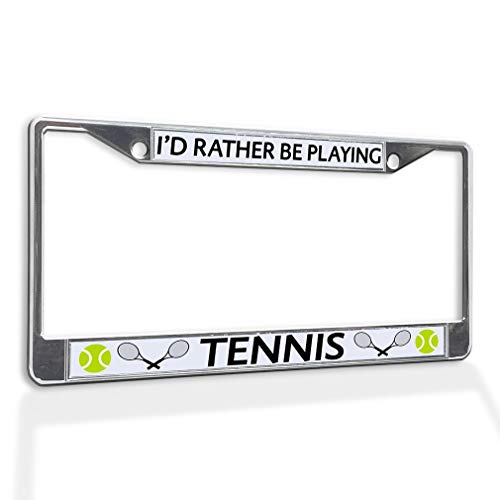 Fastasticdeals Metal Insert License Plate Frame I'd Rather Be Playing Tennis C Weatherproof Car Accessories Chrome 2 Holes Solid Insert - color: Chrome 2 Holes Solid Insert