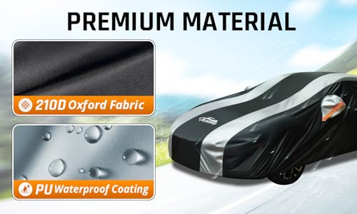 Small Car Cover Waterproof All Weather Protection with Silver Stripe Design,Universal Fit Nissan Versa, Hyundai Accent, Kia Rio Sephia,Audi A3 80 90, Honda City Insight - size: 1-C1 Fit Sedan Length up to 178 inch