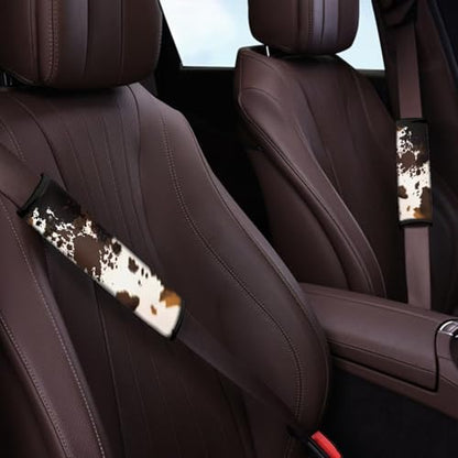 Brown Cow Print Car Seat Belt Pads Cover Universal Seat Belt Shoulder Strap Covers Harness Pad for Car or Bag,Soft Comfort Helps Protect You Neck and Shoulder from The Seat Belt Rubbing - color: Brown Cow Print
