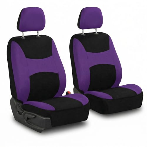 FH Group Universal Car Seat Covers Front Set for SUV Truck Sedan Vans | Waterproof All-Purpose Cloth Seat Cover Set Airbag Compatible Washable Split Bench Protector Interior Upgrade - Purple - color: Purple, size: Front Set