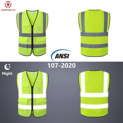 Reflective Safety Vest for Men Women Construction Vest Meet ANSI/ISEA Standard - color: Yellow, size: X-Large