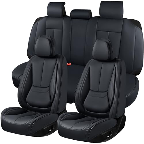 Car Seat Covers, Leather Seat Covers for Cars Full Set, Waterproof and Breathable Suitable for Most SUV/Truck/Sedan/Automotive 5 Pack (Black) - color: Black, size: 5 Pack