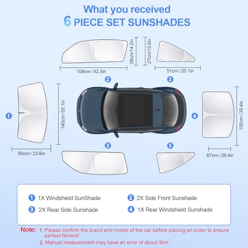6pcs Car Window Shades for Volkswagen VW Beetle 2012-2019 Accessories,Windshield Side Rear Full Sunshade,Sun Visor UV Blocking, Privacy Protection and Blackout for Camping Outdoor - size: for Volkswagen VW Beetle2012-2019