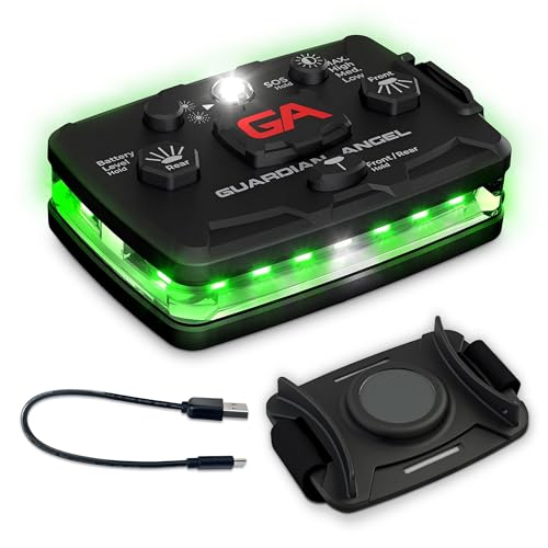 Guardian Angel Elite Series Safety Light, Beacon Device (Green Front & Green Rear) Rechargeable, Magnetic, Hands-Free Wearable, Mountable LED Light for Construction, Roadside, Towing, Industrial TEE - color: Green/Green, size: 1-Pack