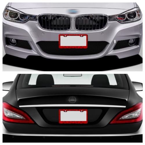 2pcs License Plate Frame Red Spider Web Pattern Aluminum Alloy License Plate Covers Comes with Screw caps Cover Set - color: Red Spider Web