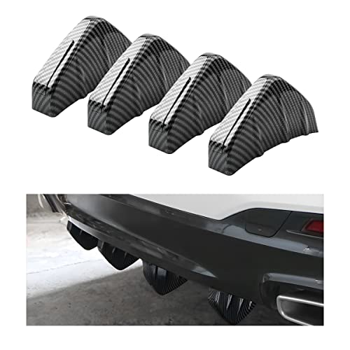 4pcs Car Rear Lower Bumper Wing Lip Diffuser, Anti-Crash Accessories Spoiler Shark Fin Protector, Rear Bumper Splitter Lip Wing with Screw, Universal Auto Decoration for Car SUV Truck - style: Carbon Fiber