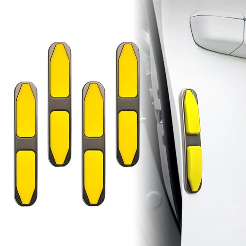 4Pcs Car Door Edge Guards, Universal Metal Auto Side Protector Self-Adhesive Anti-Scratch Car Decorative Strips(Yellow) - color: Yellow