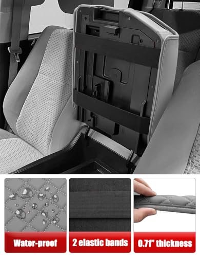 KBH Center Console Armrest Cover for 2007-2013 Toyota Tundra & 2008-2022 Sequoia, Vinyl Leather, Middle Console Lid Protector Arm Rest Cushion Pad, Interior Accessories, Anti-Scratch, Gray - size: 07-13 Toyota Tundra, 08-22 Sequoia, Gray