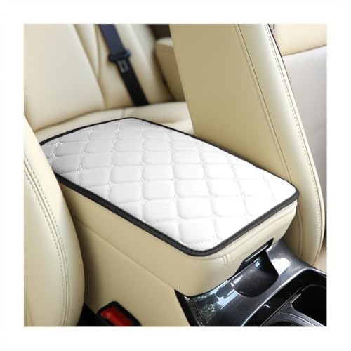 Car Center Console Cushion Pad, PU Leather Vehicle Armrest Cover Protector, Anti-Scratch Automotive Interior Arm Rest Seat Box Mat Accessories, Universal for SUV Sedan Truck (White) - color: White