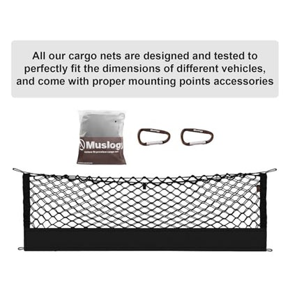 Muslogy Truck Bed Cargo Net Trunk Netting Compatible with 2015-2025 2026 Outback Accessories, Pickup Cargo Organizer SUV Sedan Storage Net w/Heavy Duty Carabiners - style: 2015+ Outback