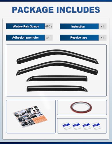Out-Channel Window Rain Guards Fit for Dodge Ram 1500 2009-2024/2010-2025 Ram 2500 & 3500,Window Visors Vent Visors Vent Shades Wind Deflector Dark Smoke Car Tape-on with Thicker 4PCS - size: Fit for 09-24 Ram 1500/10-25 Ram 2500 & 3500