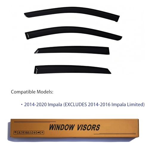 Window Visors Rain Guards fits 2014-2020 Impala (EXCLUDES Impala Limited), Out-Channel Window Wind Deflectors Vent Shades Accessories, Dark Smoke 4 Pcs, 2015 2016 2017 2018 2019 - size: 2014-2020 Chevy Impala