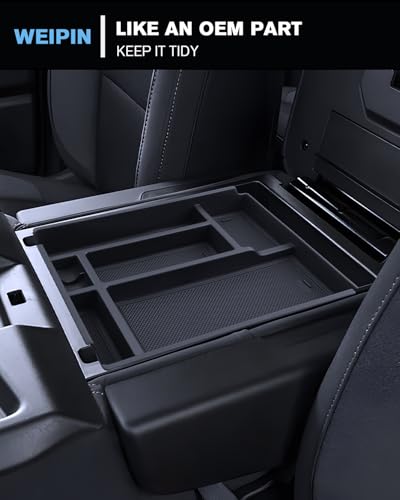 For 2PCS Center Console Tray&Dividers Compatible with 2019-2026 Chevy Silverado 1500& 2020-2026 Silverado 2500HD 3500HD (Split-Bench Folding Seat) Armrest Storage Box Console Organizer ABS Materials - color: (19-26)Split Bench Folding Seat-2Pcs-Black2