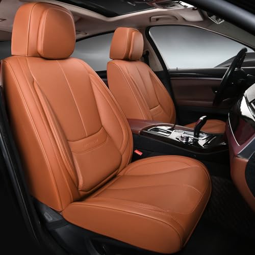 Car Seat Covers, Leather Seat Covers for Cars Full Set, Waterproof and Breathable Suitable for Most SUV/Truck/Sedan/Automotive 2 Pack (Brown) - color: Brown, size: 2 Pack