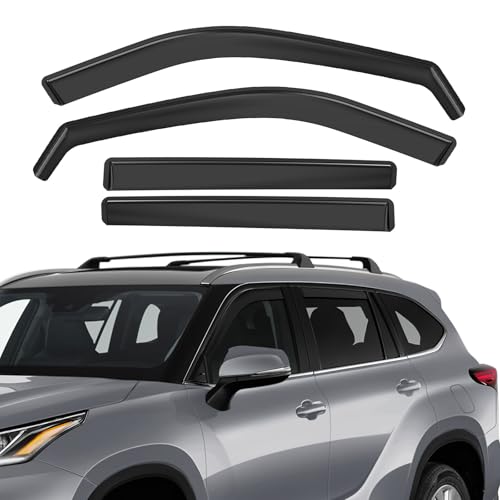 in Channel Rain Guards Fit for Toyota Highlander 2021 2022 2023 2024 2025 2026, Durable Side Window Wind Deflectors & Visors 2021-2026 Highlander Wind Deflectors 4 PCS - size: 2021-2024 Toyota Highlander (In-Channel)