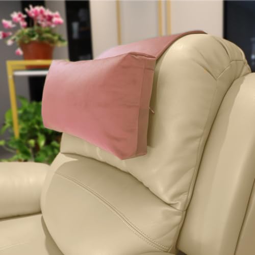 Velvet Recliner Head Pillow with Non-Slip Base - Adjustable Neck Support for Pain Relief in Home, Office and Travel (Pink) - color: Pink