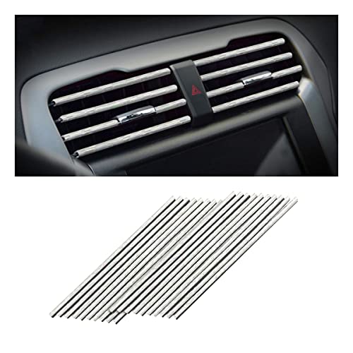 8sanlione 20PCS Car Air Conditioner Decoration Strip, Auto Air Vent Outlet Chrome DIY Trim Strips, Waterproof Moulding Bendable Protection Strip Line, Car Decor Accessories for Most Cars (Ice Silver) - color: Ice Silver