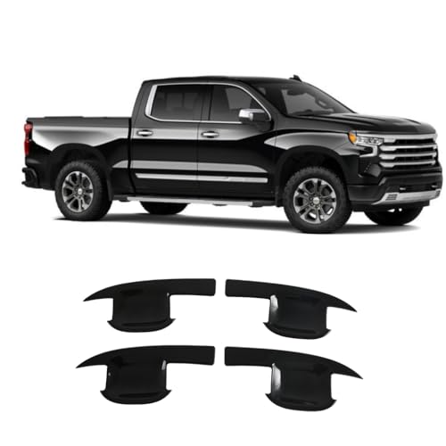 4Pcs Door Bowl Front Rear Driver & Passenger Side Compatible with 2019-2025 Chevy Silverado GMC Sierra 1500 20-25 2500 3500 (Bright Black Door Bowl) - color: Bright Black Door Bowl