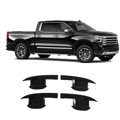 4Pcs Door Bowl Front Rear Driver & Passenger Side Compatible with 2019-2025 Chevy Silverado GMC Sierra 1500 20-25 2500 3500 (Bright Black Door Bowl) - color: Bright Black Door Bowl
