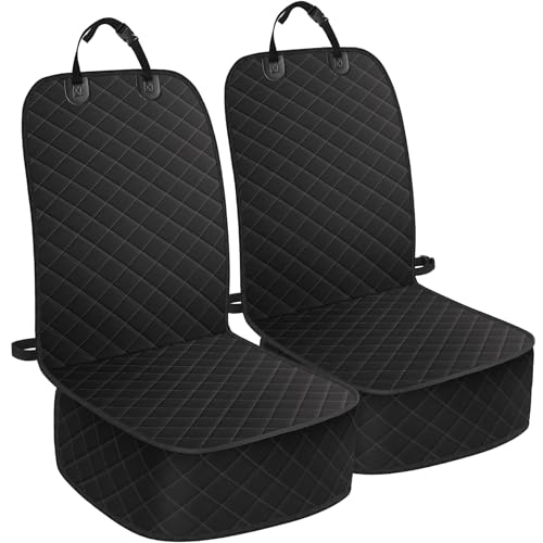 ELONGRIVER Dog Car Seat Covers, Waterproof Front Seat Cover for Dogs, Scratch-Proof, Nonslip Pet Passenger Seat Cover Protector, Universal Fit for Cars Trucks SUVs, Standard Size, 2 Packs Black - color: Black, size: Standard Size (2 Packs)