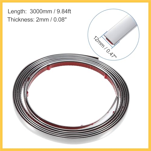 12mm 9.84ft Automotive Chrome Trim,Trim Strip Scratch Proof Protector Strip for Car Truck RV Side Door Window Bumper Auto Replacement Parts