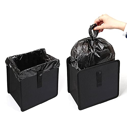Foldable Hanging Car Trash Can - Large Capacity Waterproof Garbage Bag, Leakproof Storage Organizer for Camping, Interior Accessories (Black)