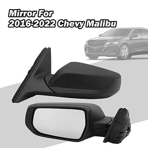 Driver Side View Mirror Compatible with Chevy Malibu 2016 2017 2018 2019 2020 2021 2022 Non Heated Without Signal Light Manual Folding LH - color: 3Pins-Textured Black, size: Left Driver Side