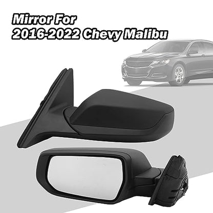 Driver Side View Mirror Compatible with Chevy Malibu 2016 2017 2018 2019 2020 2021 2022 Non Heated Without Signal Light Manual Folding LH - color: 3Pins-Textured Black, size: Left Driver Side