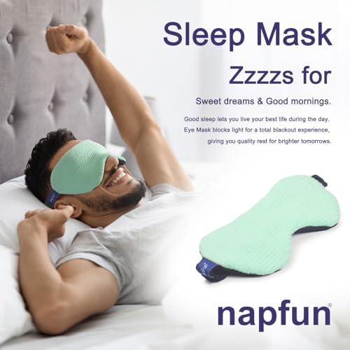 napfun Neck Pillow for Travel with Travel Pouch, Sleep Mask & Earplugs, Memory Foam Airplane Pillow for Headrest Sleep with Eyeshades, Plane Essentials with Eye Blindfold, Turquoise Striped Kit - color: Turquoise Striped Kit