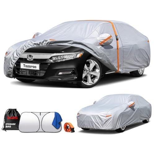 Car Cover Waterproof All-Weather,Heavy-Duty Outdoor Full Exterior Automobiles Sedan/Coupe (Length 186-193 inch) with Windshield Sun Shade Universal Fit Toyota Camry, Tesla Model 3, Accord etc - size: Fit Sedan Length 186-193 inch(3XL)