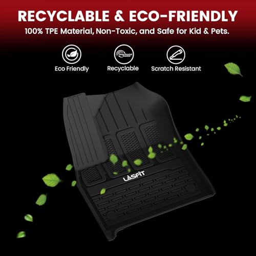 LASFIT Floor Mats & Trunk Mat for Jeep Grand Wagoneer 2022-2025 7 Seats Only (NOT Fit for L or 8 Seats) All Weather TPE Custom Fit Floor Liners Cargo Mat Black - style: Grand Wagoneer 7 Seats 22-25