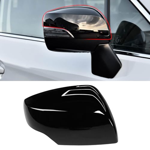 Yumzeco 1PC Compatible with Subaru Side Mirror Cover Forester/Outback/Impreza/Crosstrek/Legacy, Passenger Side Subaru Mirror Cap W/Light Clip-on 91059AJ200 Replacement-Right, Glossy Black - color: W/Light Mirror Top Cover, size: Right Passenger Side