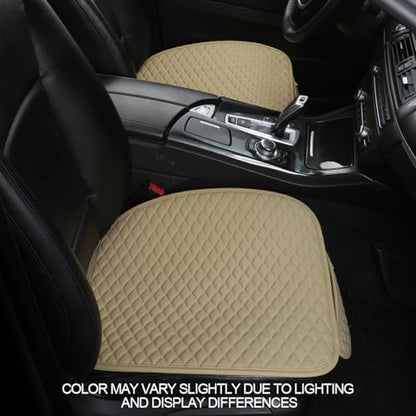 West Llama Pu Leather Car Seat Bottom Covers Protectors Include 1 Pair Front Driver Seat Pad Mat and 1 Rear Bench Cover Universal Fit 90% Vehicles,Beige - color: A-Beige, size: Universal Fit - Full Set